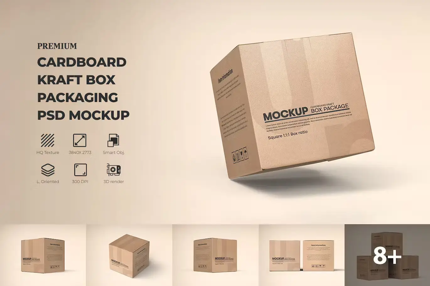 Craft Paper Box Packaging Mockup