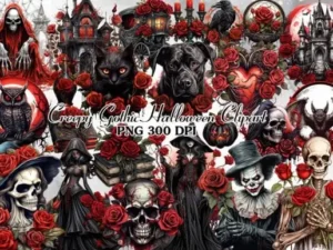 creepy gothic halloween clipart bundle1