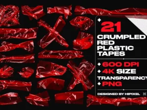 crumpled red plastic tapes1