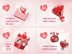 cubicle valentine day 3d icons2