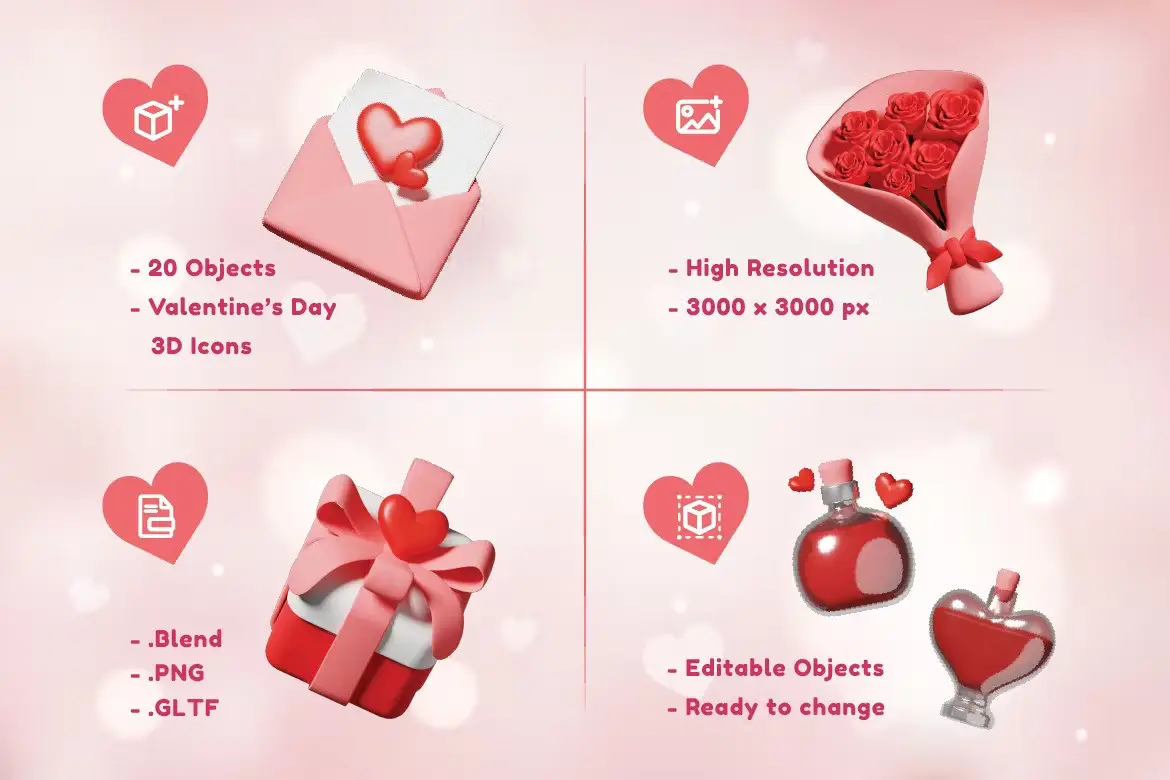 Cubicle - Valentine Day 3D Icons