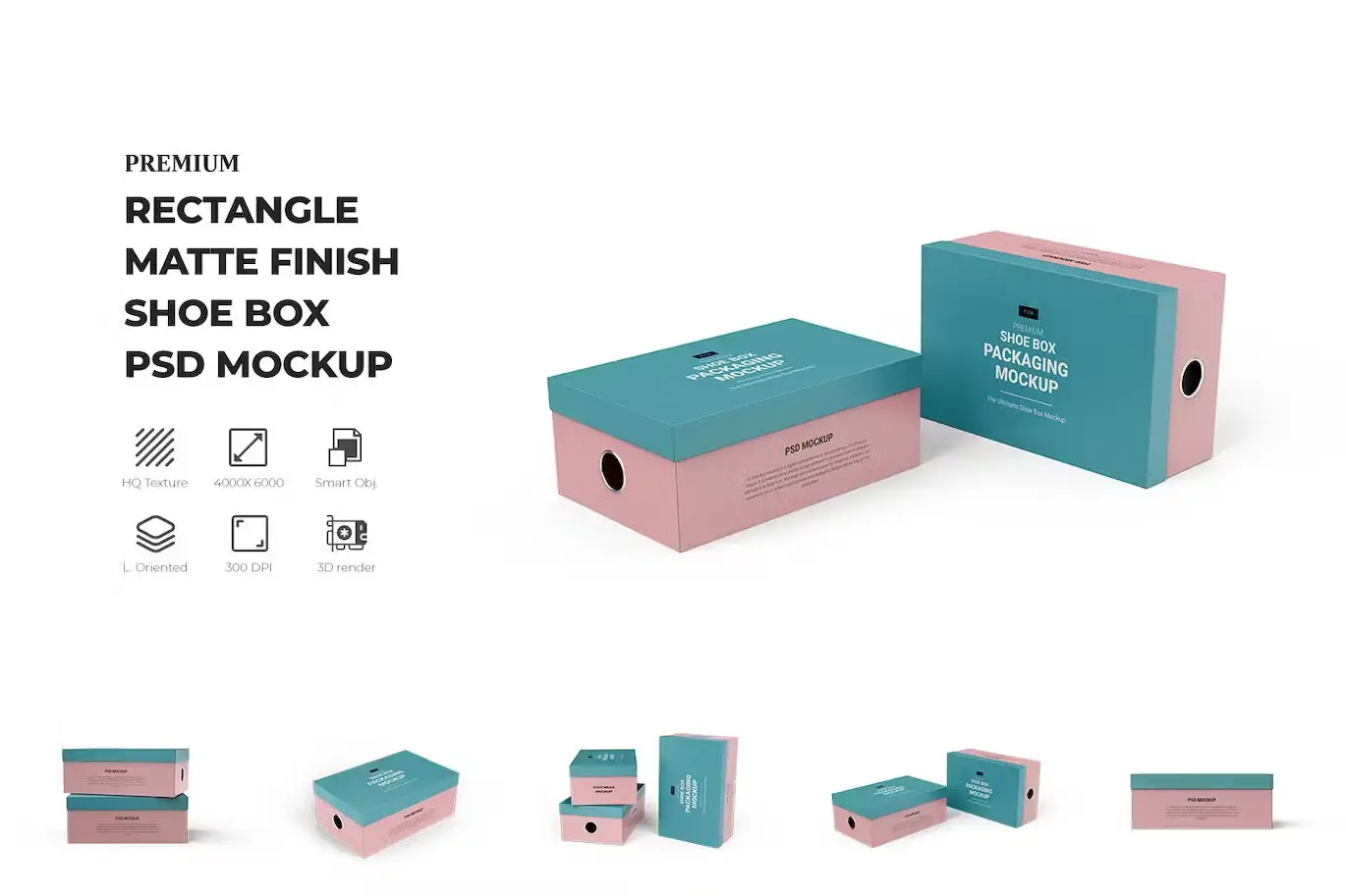 Customizable Shoe Box PSD Mockups