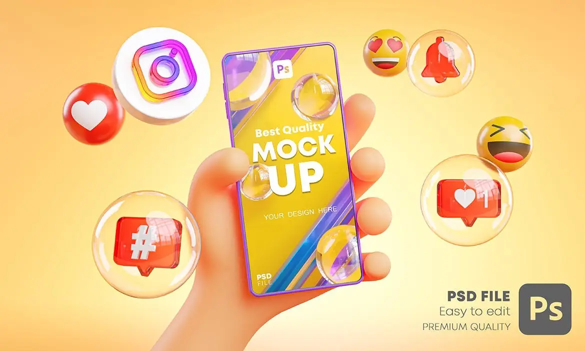 Cute Hand Holding Phone Mockup Social Media Pack 3 cute hand holding phone mockup social media pack3