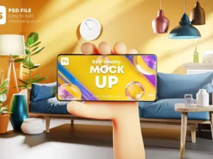 cute hand holding phone on living room bundle 3d3