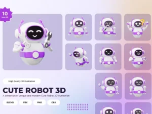 cute robot expression 3d illustration1