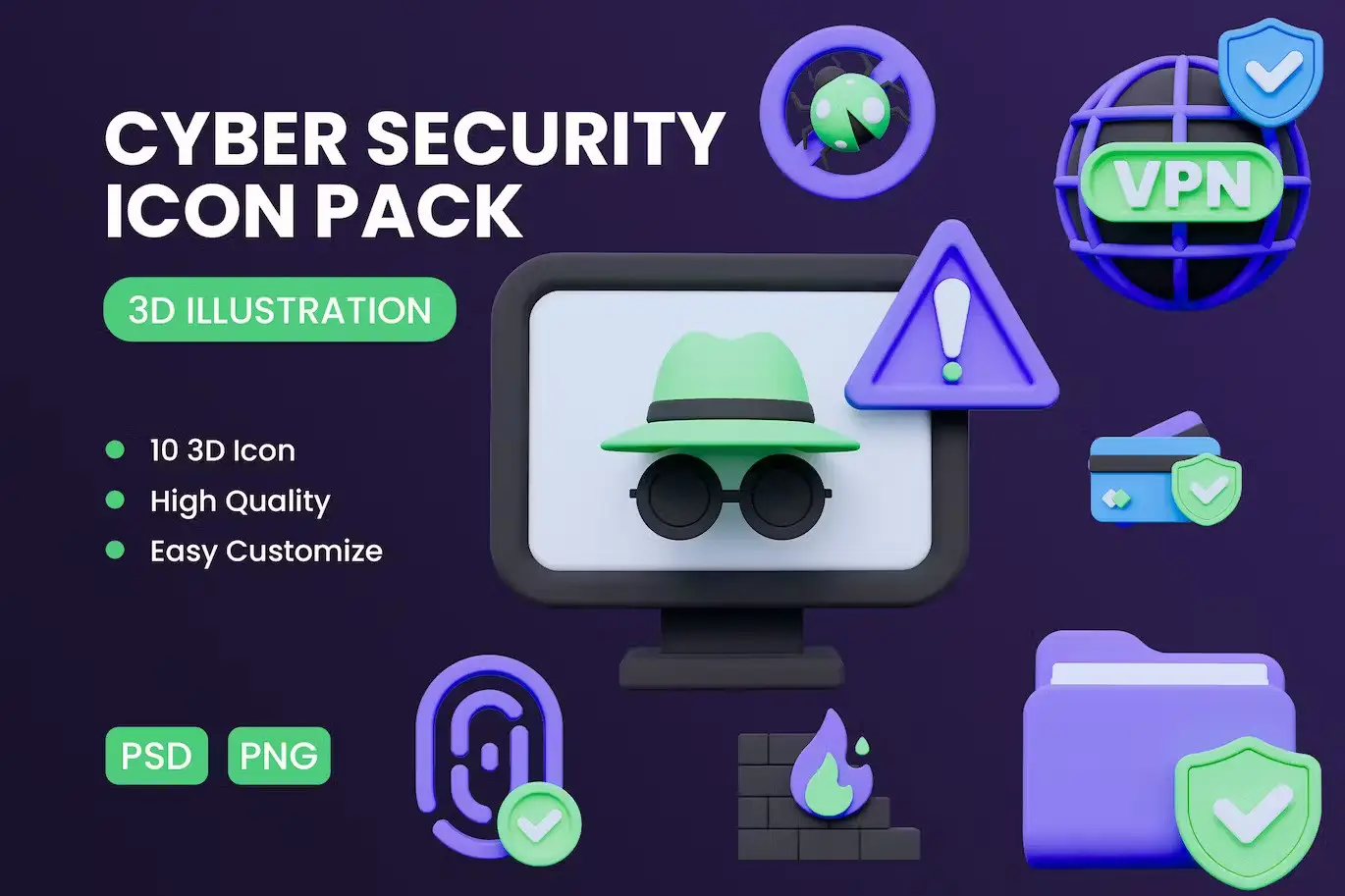 Cyber Security 3D Icon 4 cyber security 3d icon3