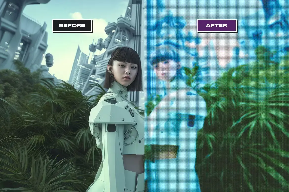 Cyberpunk Pixels Photo Effect