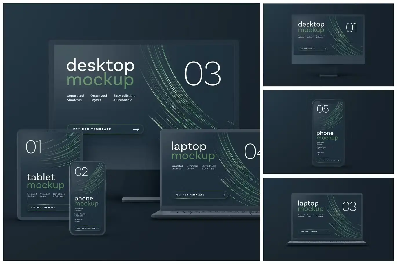 Dark Clay Multi Device Mockup Set