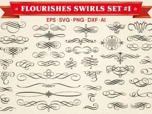 decorative flourishes swirls vector set1