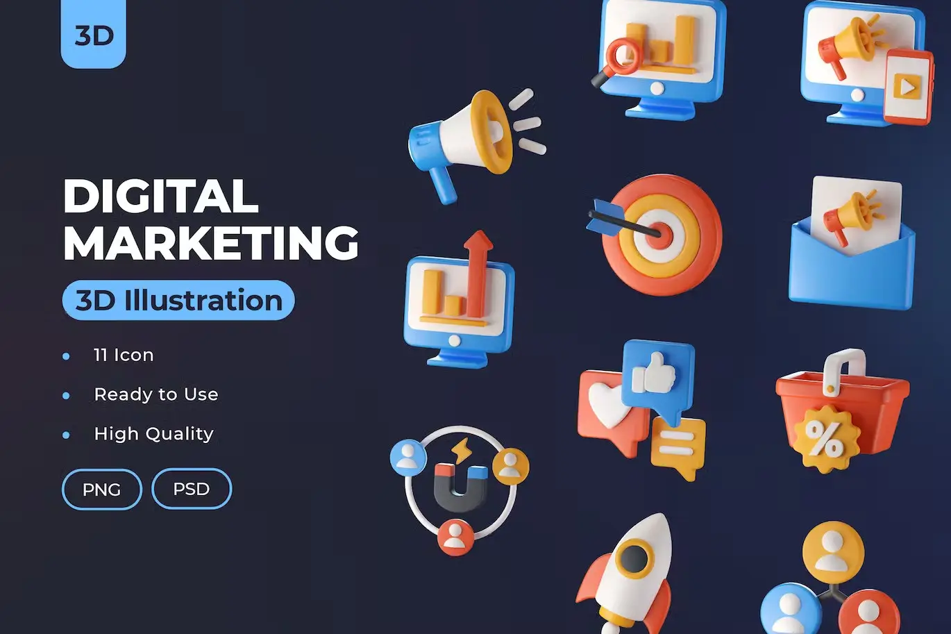 Digital Advertising 3D Icon