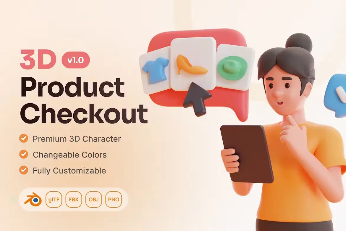 E-Commerce 3D Character Awaiting Package Delivery