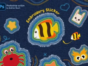 embroidery sticker photoshop action1