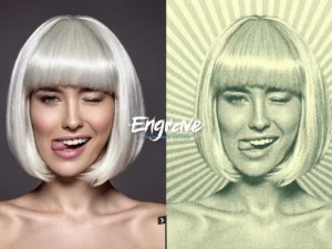 engrave photoshop action kit duotone fx4