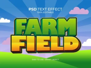 farm field cartoon text effect