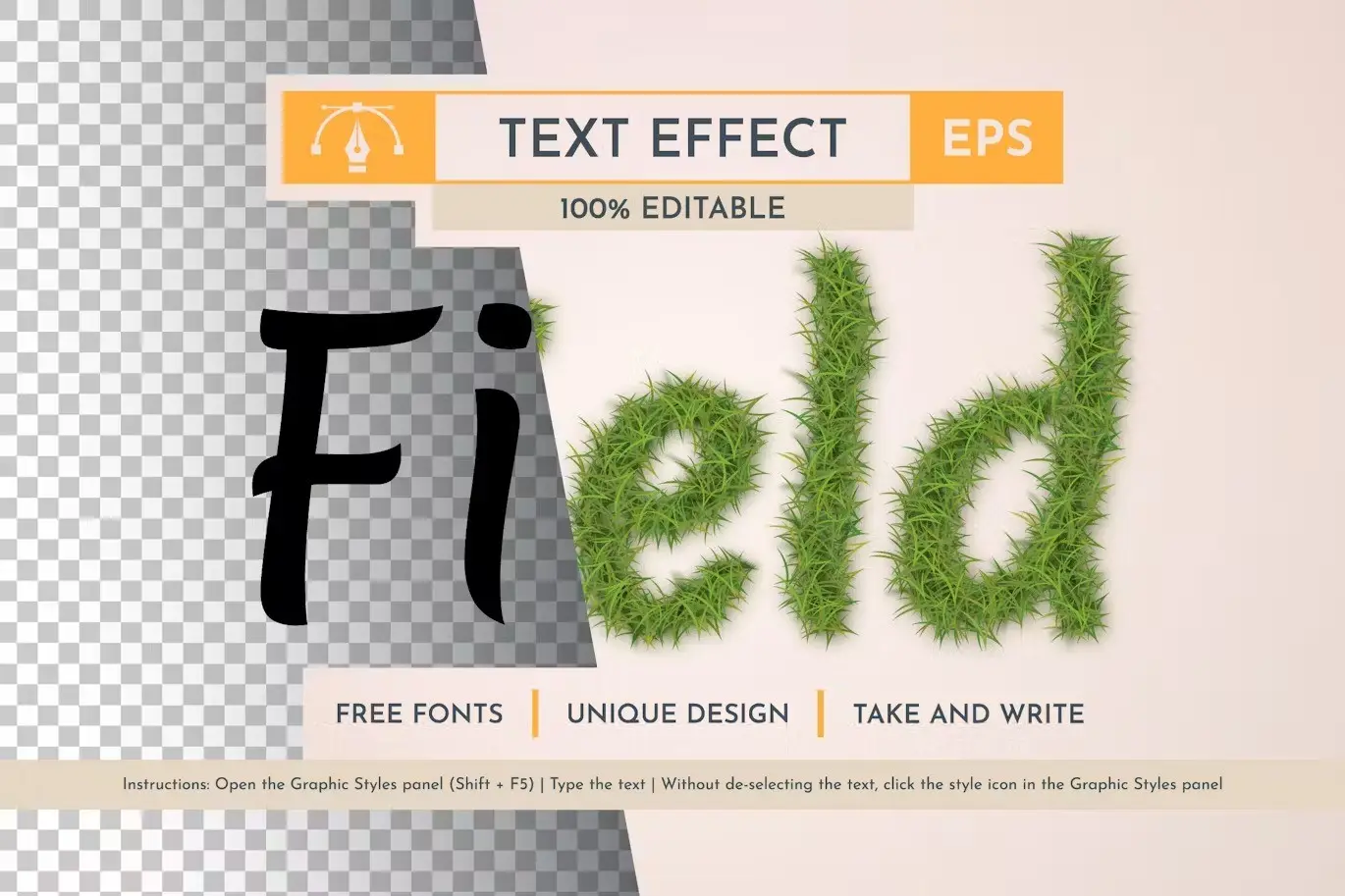 Field Grass Editable Text Effect, Graphic Style