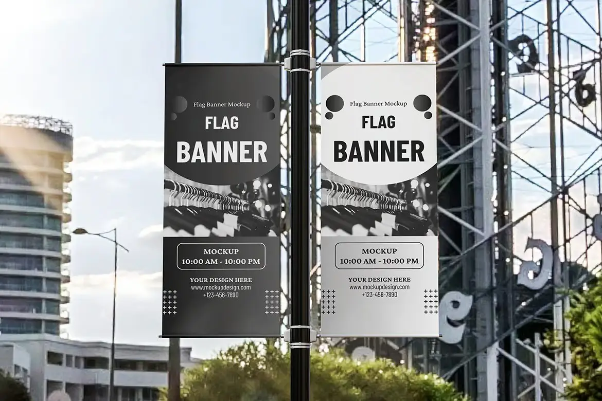 High Quality Flag Banner Mockup