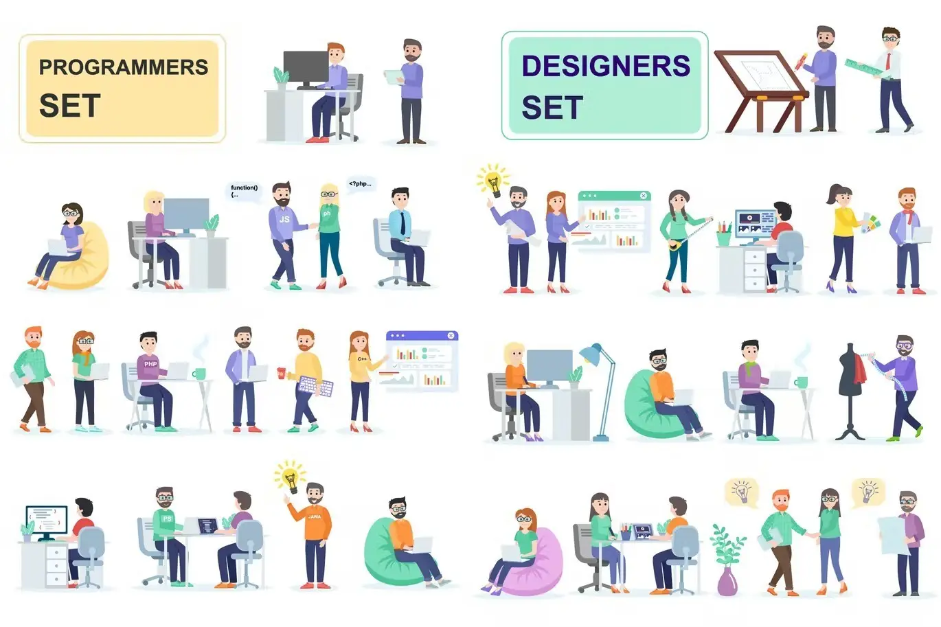 Programmers and Designers Flat People Characters