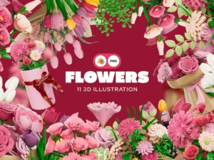 flowers 3d illustration pack1
