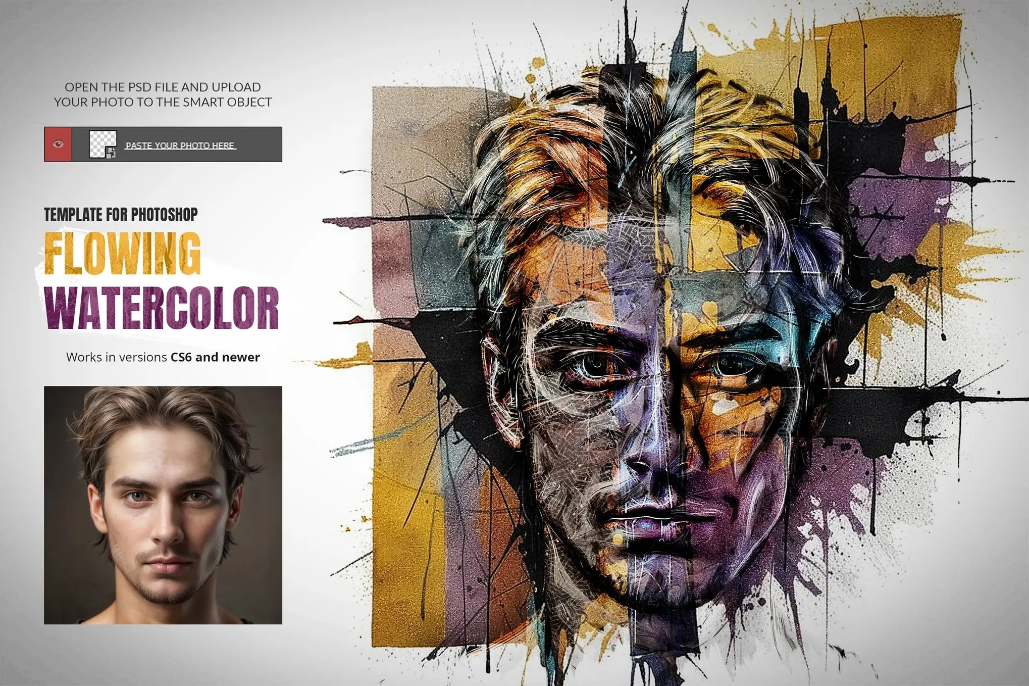 Flowing Watercolor Template for Photoshop
