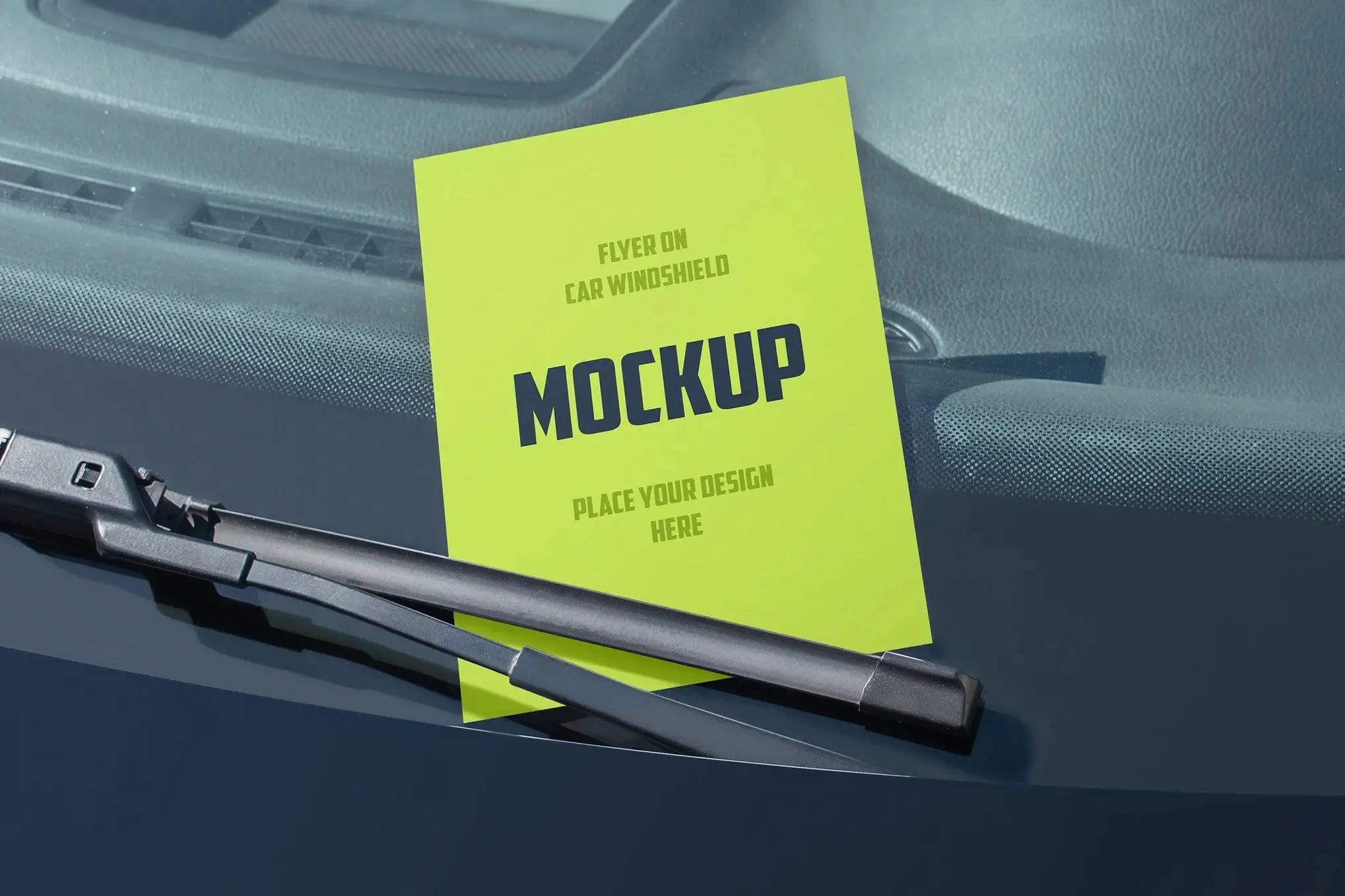Flyer on Car Windshield Mockup