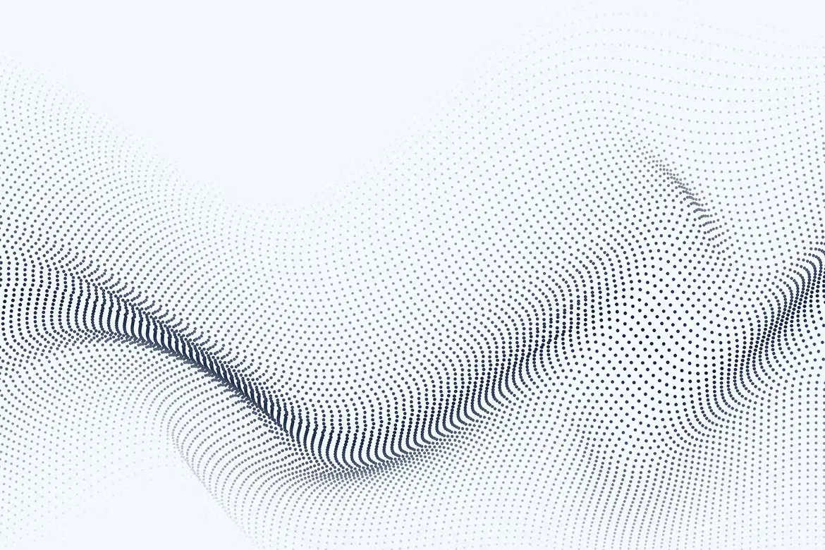 Futuristic Particle Waves on White Background