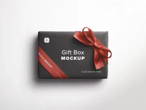 gift box mockup with bow and silk ribbons1
