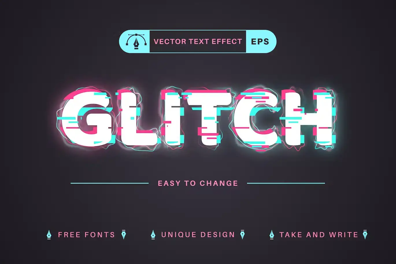 Glitch - Editable Text Effect, Font Style
