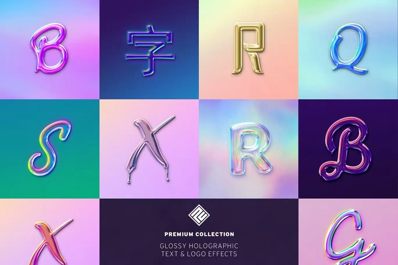 Glossy Holographic Text & Logo Effects