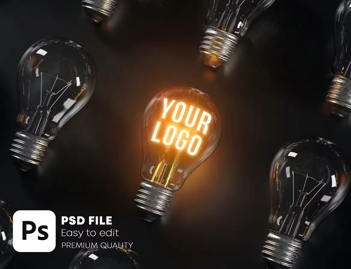 Glowing Bulb Logo Mockup Bundle 6 glowing bulb logo mockup bundle5