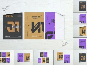 glued poster mockup set1
