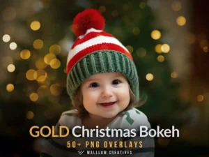 gold bokeh light christmas photo overlay png1