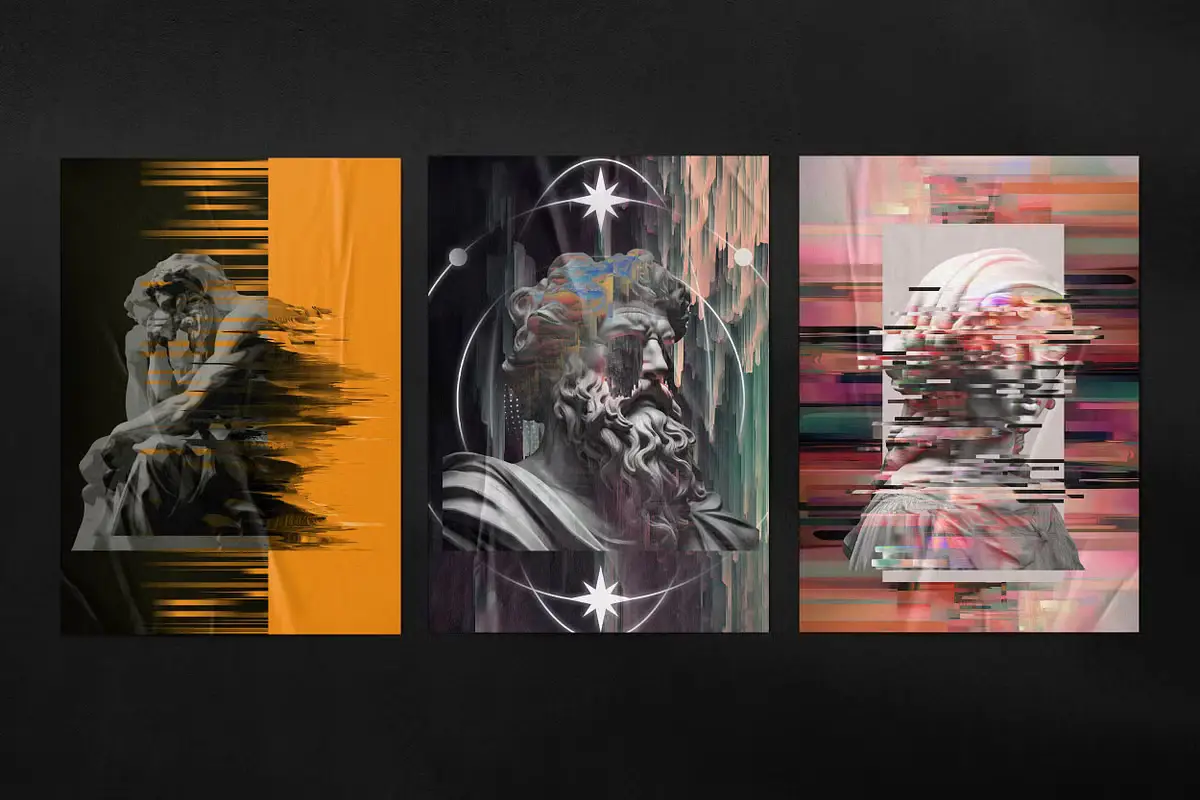 GLITCH SCULPTURES COLLECTION 6 gradient shapes collection 10