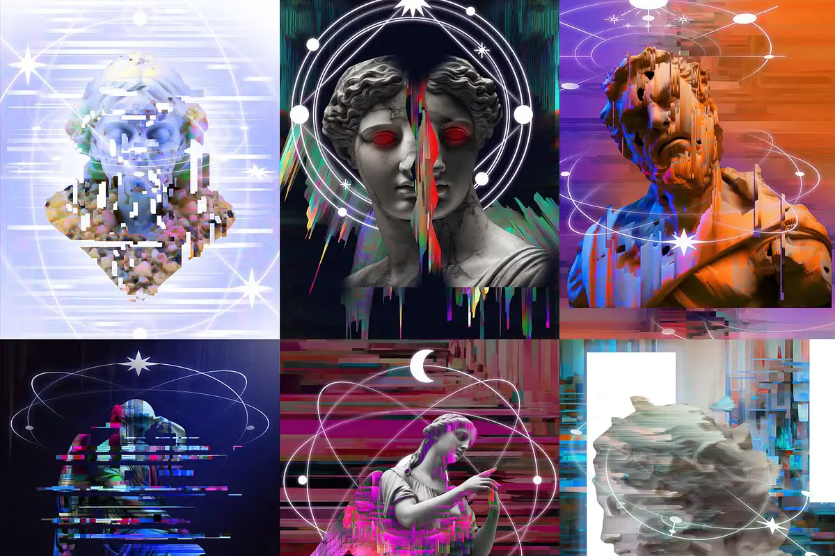 GLITCH SCULPTURES COLLECTION 18 gradient shapes collection 11