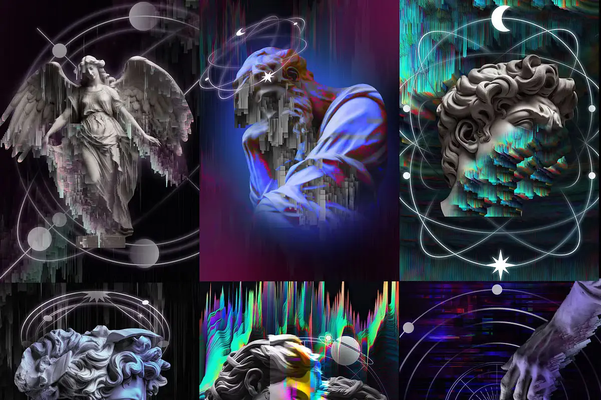 GLITCH SCULPTURES COLLECTION 17 gradient shapes collection 12