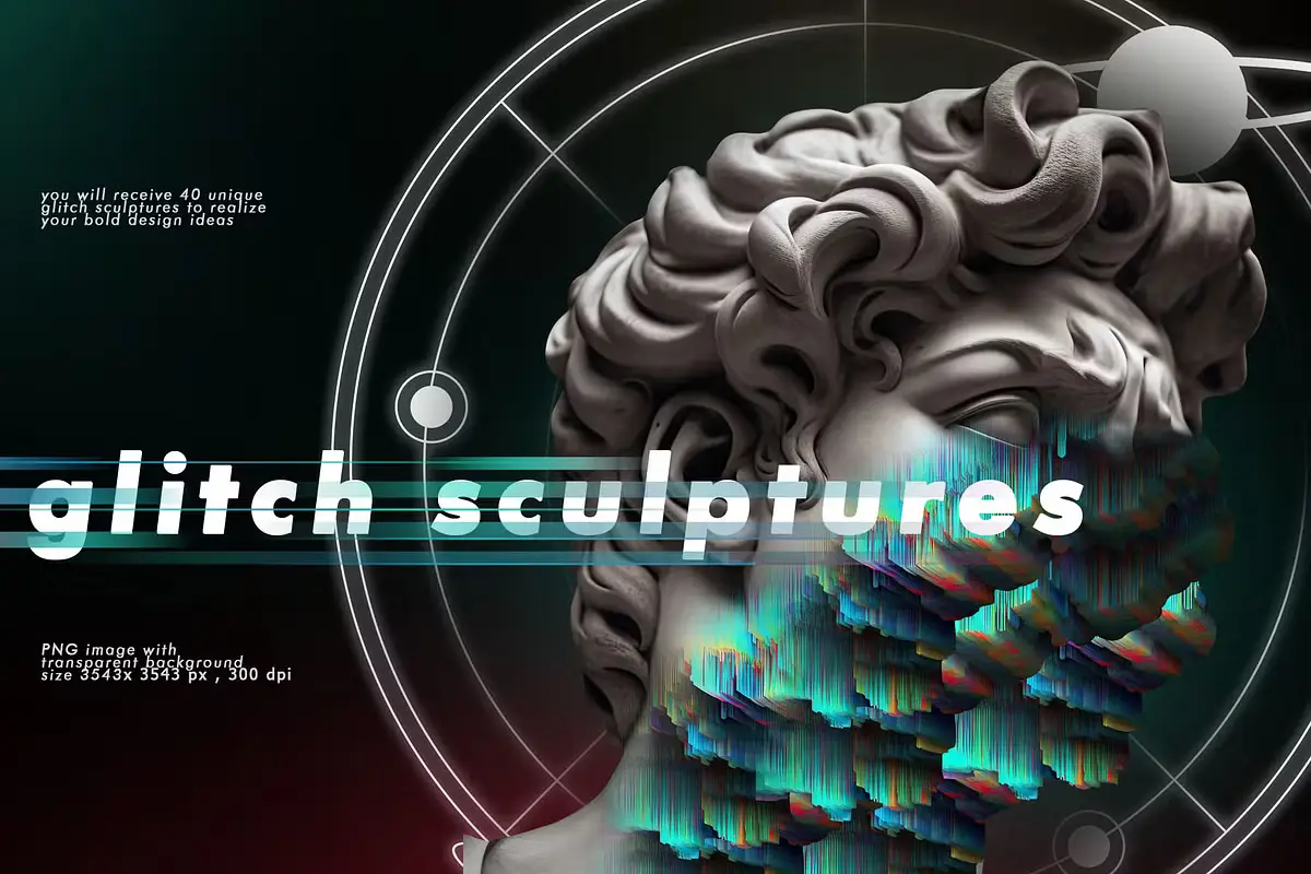 GLITCH SCULPTURES COLLECTION 8 gradient shapes collection 17