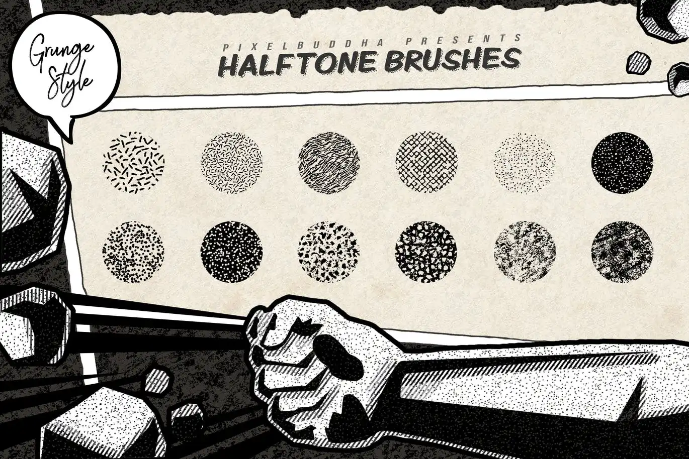 Halftone Grunge Photoshop Brushes
