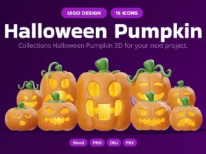 halloween pumpkin 3d illustration1