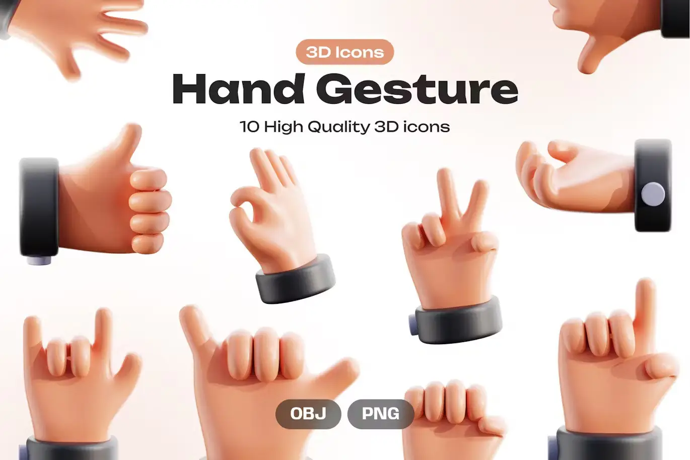 Hand Gesture 3D Icons