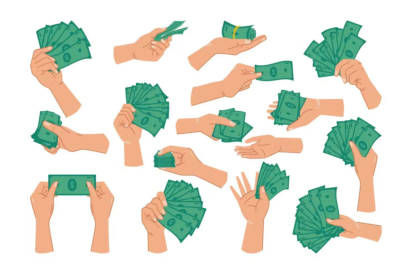 Hands holding paper money, cash, dollar banknotes