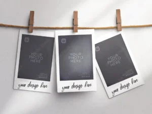 hanging polaroid photos mockup1