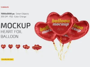 heart foil balloon mockup set1