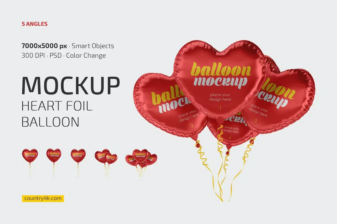 Heart Foil Balloon Mockup Set