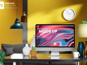 home office workspace computer desktop pc mockup2
