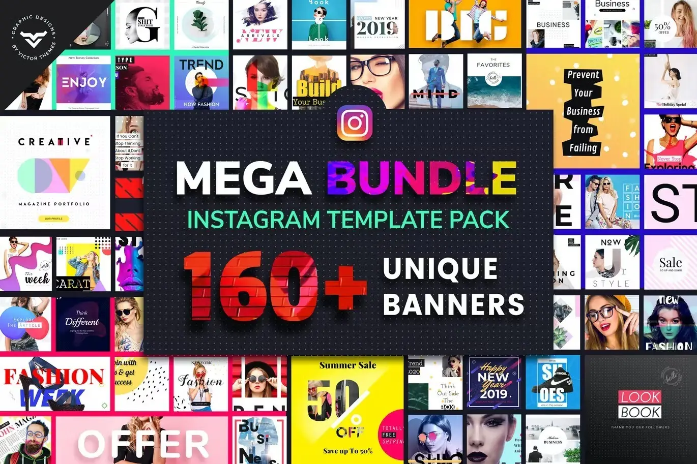 Adobe Photoshop Instagram Templates Bundle - 2 Items 4 instagram mega bundle template pack1