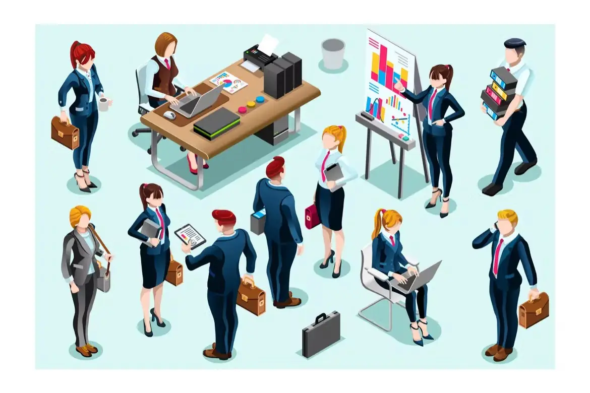 Isometric People Trendy Business 3D Icon Set 4 isometric people set4