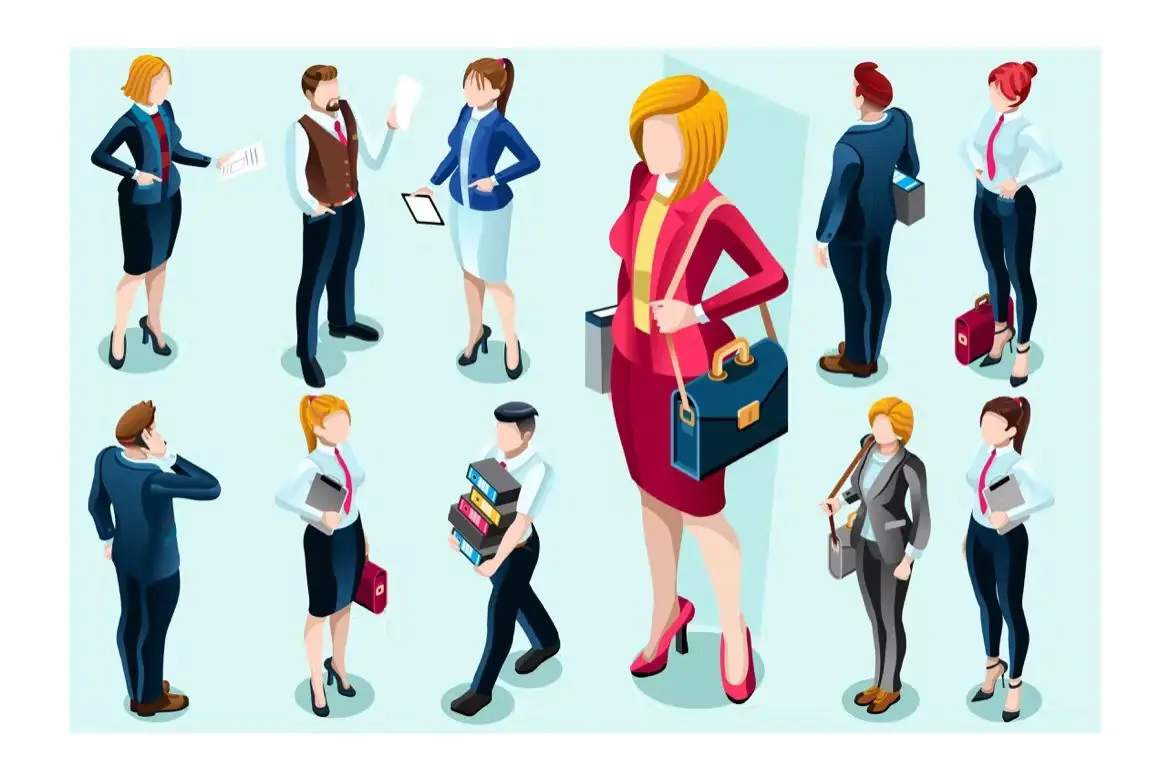 Isometric People Trendy Business 3D Icon Set 7 isometric people set7