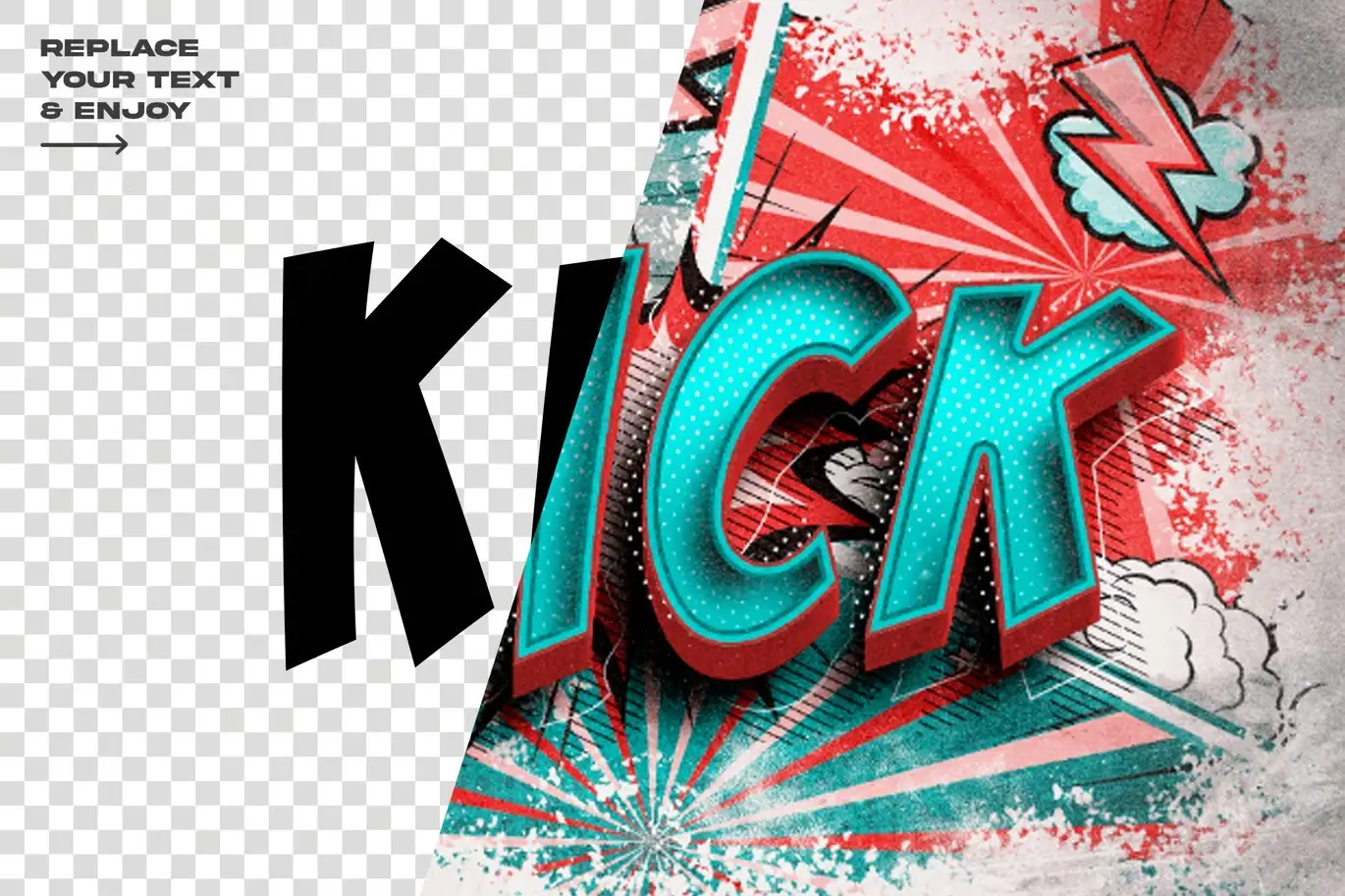 Kick Comic Style Editable Text Effect 3 kick comic style editable text effect2