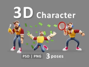male male character 3d render illustration01