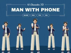 man advertising mobile phone product 3d character1
