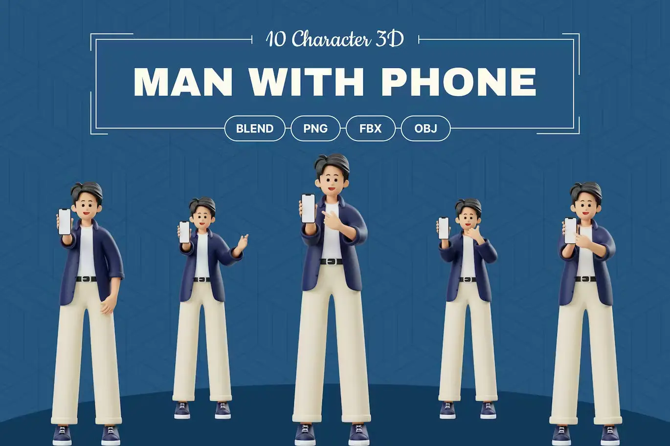 Man Advertising Mobile Phone Product 3D Character